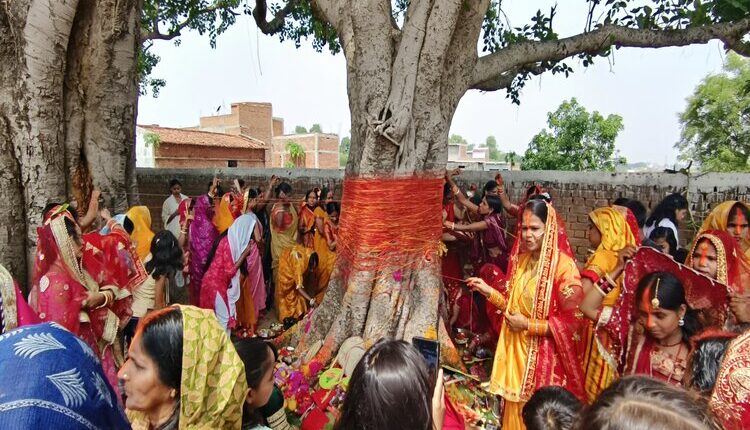 सुहाग की लंबी आयु की कामना के साथ सुहागिनों ने की वट सावित्री पूजा