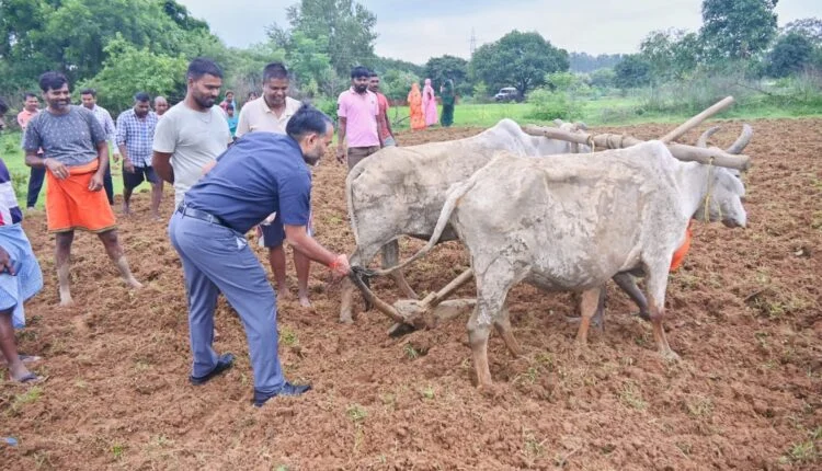 डीसी रामनिवास यादव ने खेत में चलाया हल, किसानों के साथ बिताया समय
